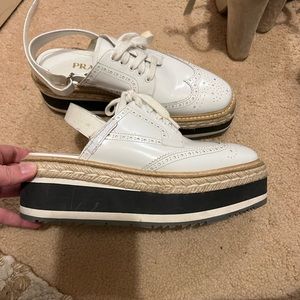 Prada Brogue Sling Back Espadrilles